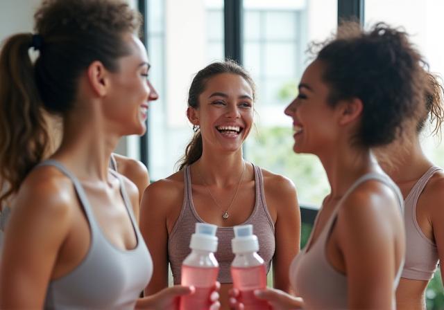 Donne che ridono e condividono un momento di benessere all'alba